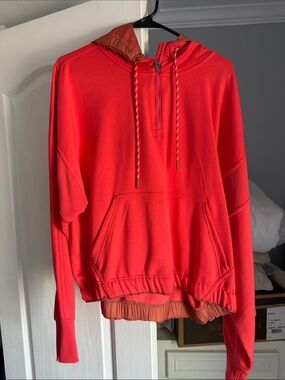 Athleta Red Hooded Pullover Sweatshirt